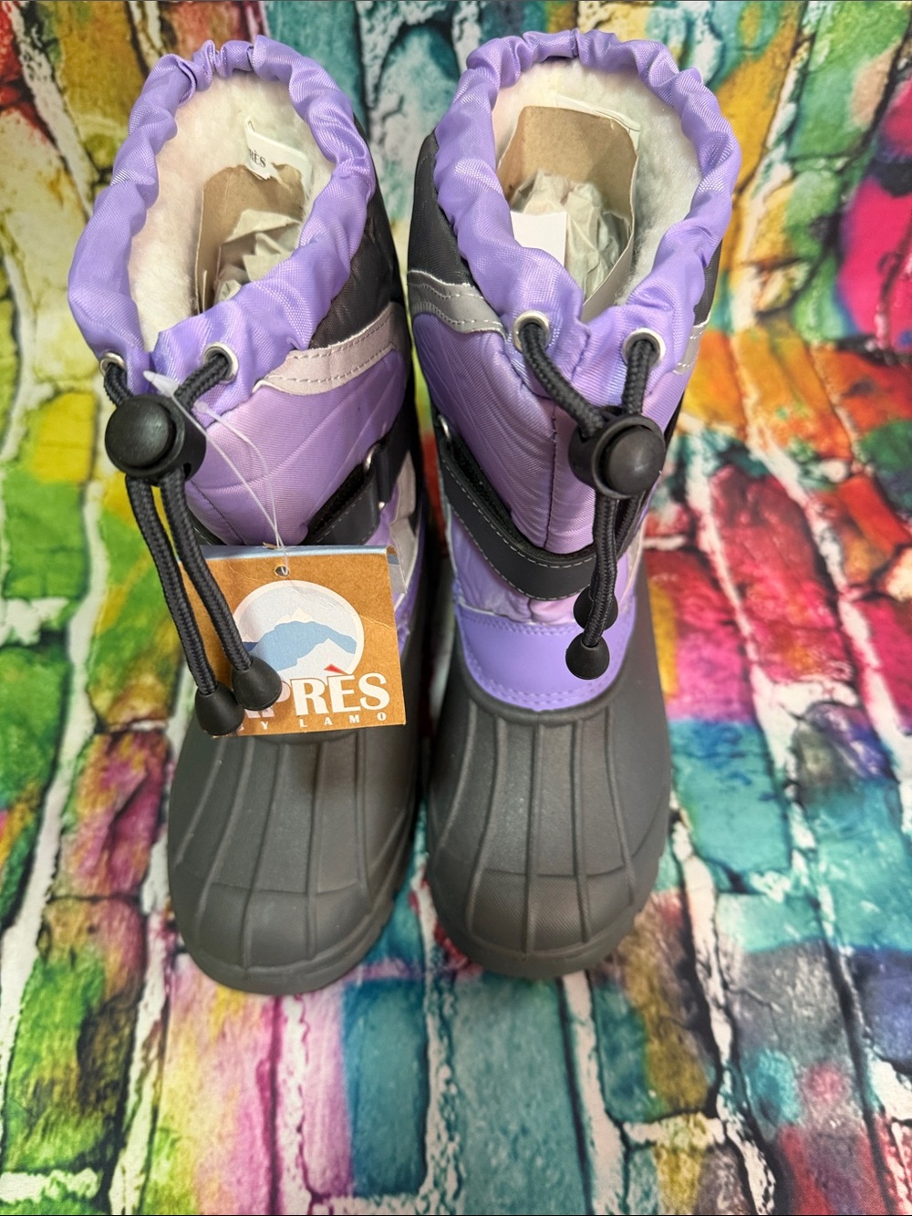 Lamo Kids Purple and Gray Waterproof Snow Boots